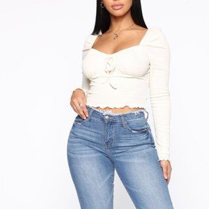 Long Sleeve Lettuce Hem Top